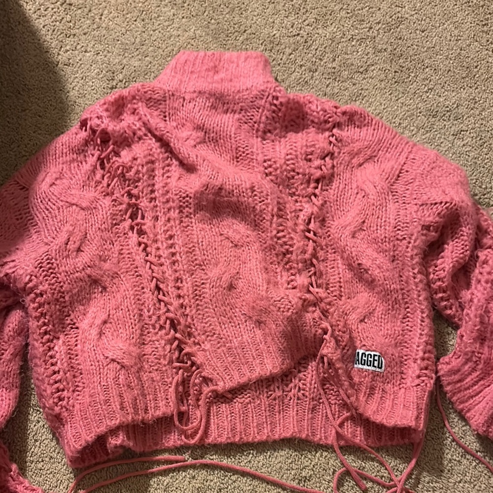 Women's Pink Cable Knit Sweater